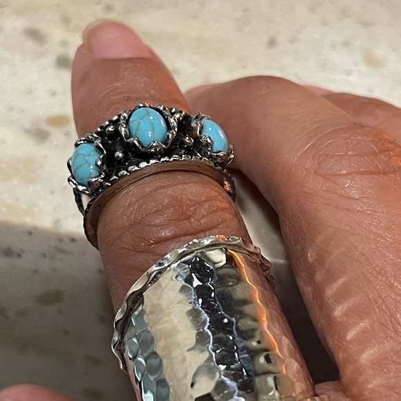 ⭐️🌵🌙 Silver & faux Turquoise Ring bohemian ring - Picture 16 of 17